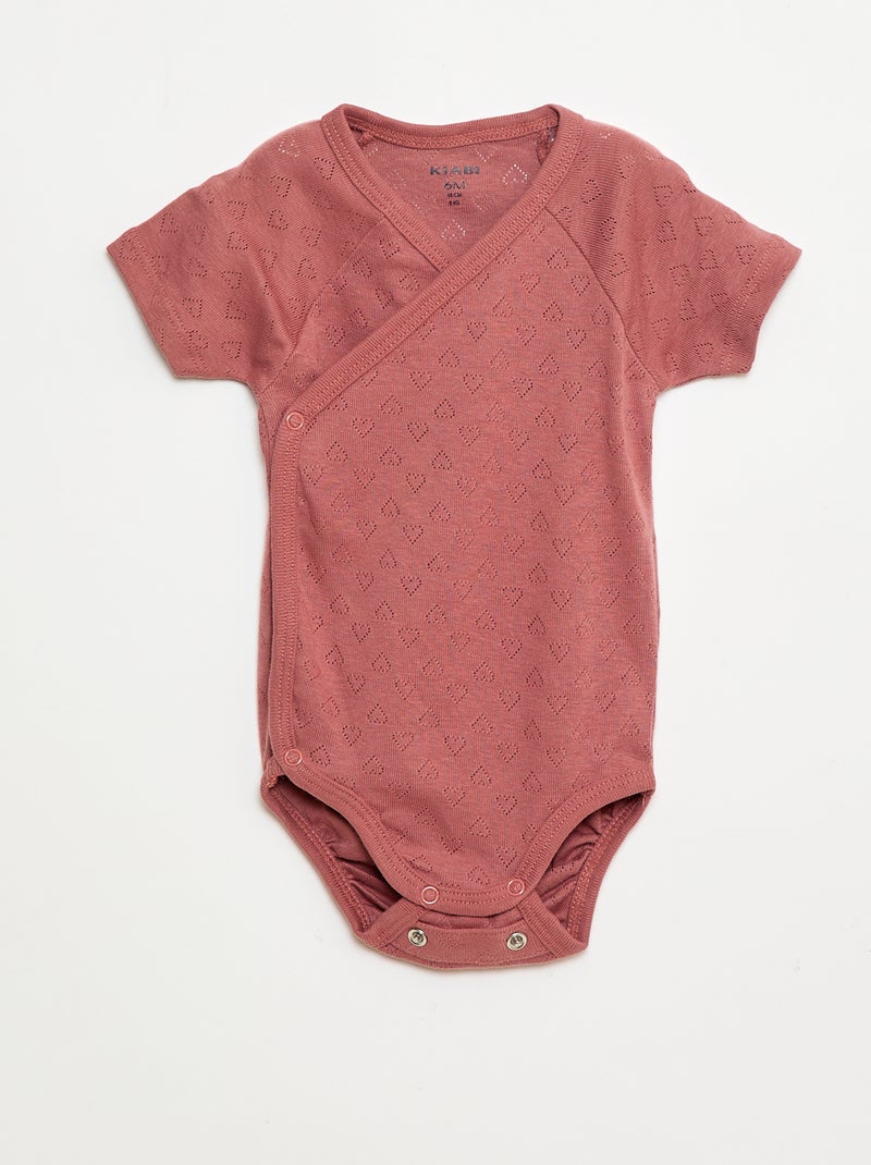 Set van 3 rompertjes met ribbeltextuur Rose - Kiabi