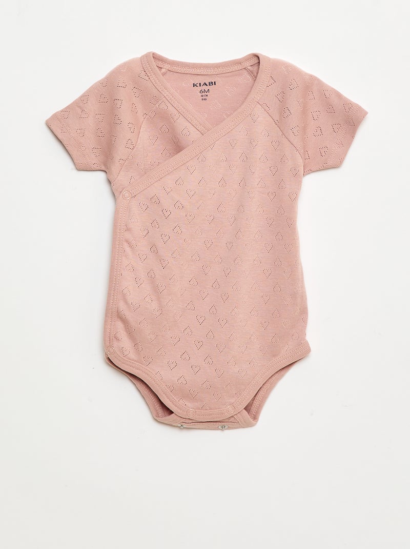 Set van 3 rompertjes met ribbeltextuur Rose - Kiabi