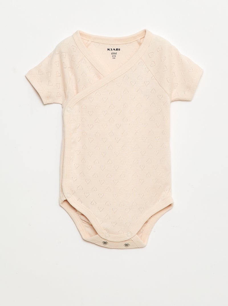 Set van 3 rompertjes met ribbeltextuur Rose - Kiabi