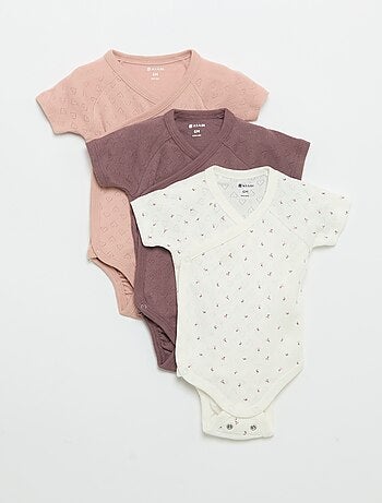 Set van 3 rompertjes met ribbeltextuur