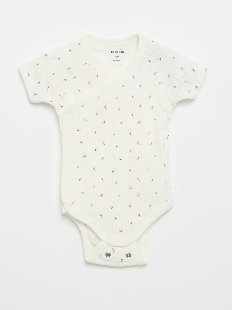 Set van 3 rompertjes met ribbeltextuur Rose - Kiabi