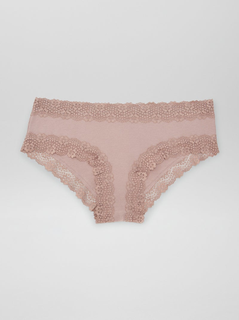 Set van 3 shortjes in fijne ribstof bruin - Kiabi