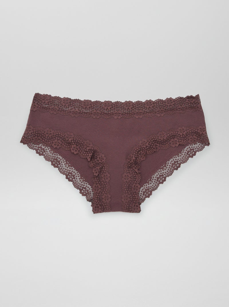 Set van 3 shortjes in fijne ribstof bruin - Kiabi