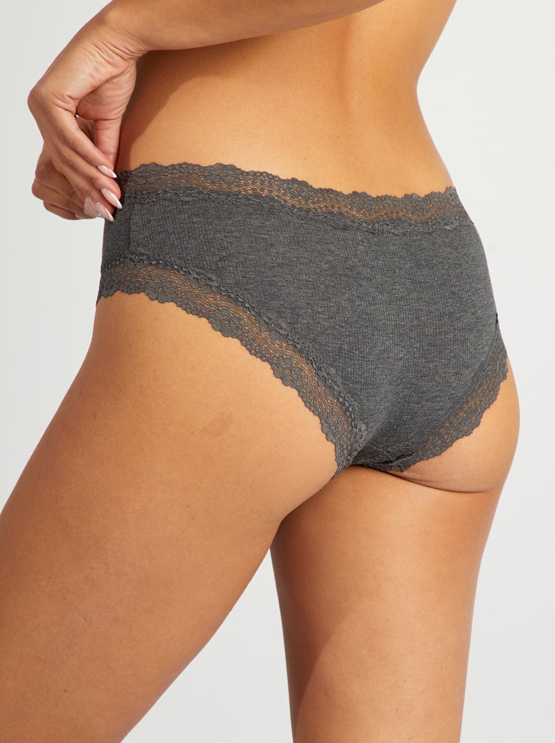 Set van 3 shortjes in fijne ribstof GRIJS - Kiabi