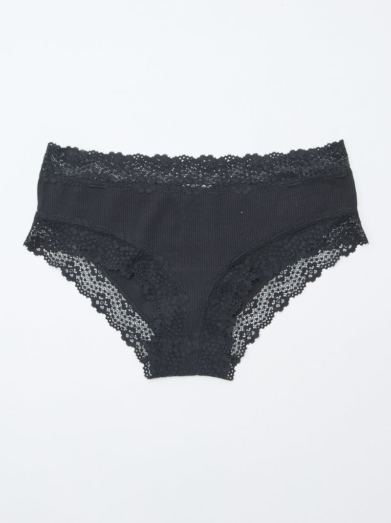 Set van 3 shortjes ribtricot Zwart - Kiabi