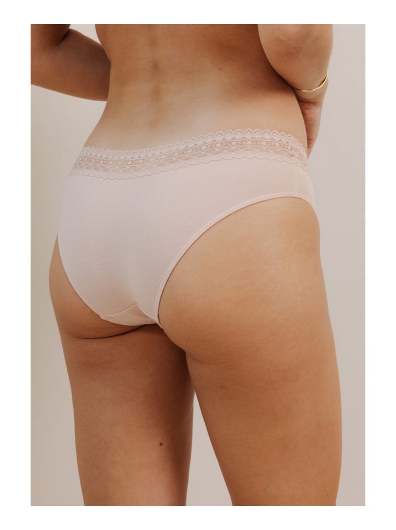 Set van 3 shortys in katoen en kant Zwart Roze Wit - Kiabi
