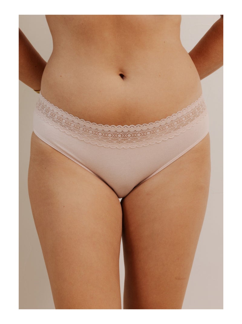 Set van 3 shortys in katoen en kant Zwart Roze Wit - Kiabi
