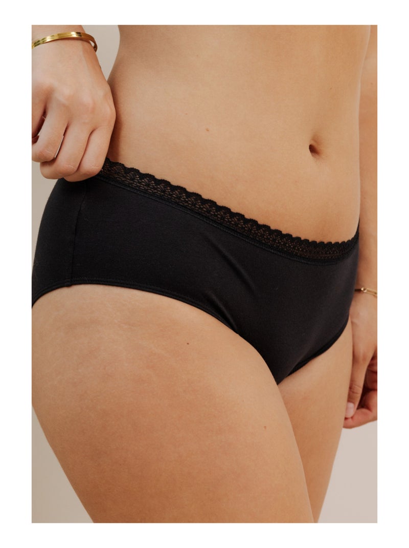 Set van 3 shortys in katoen en kant Zwart Roze Zwart - Kiabi