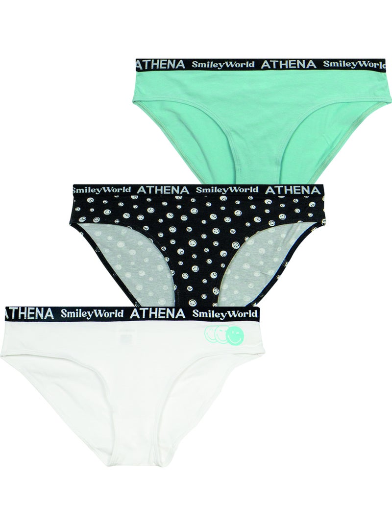 Set van 3 slipjes dames smileyworld® i athena Zwart - Kiabi