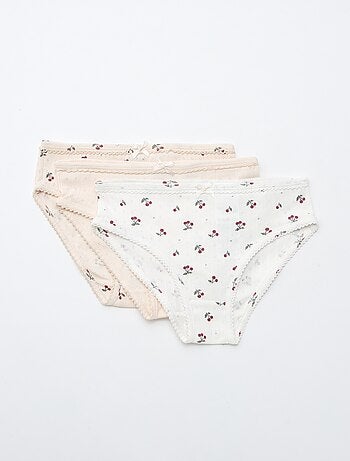 Set van 3 slipjes van pointelle tricot