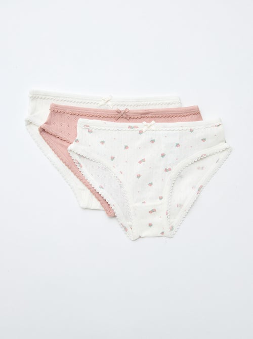 Set van 3 slipjes van pointelle tricot - Kiabi