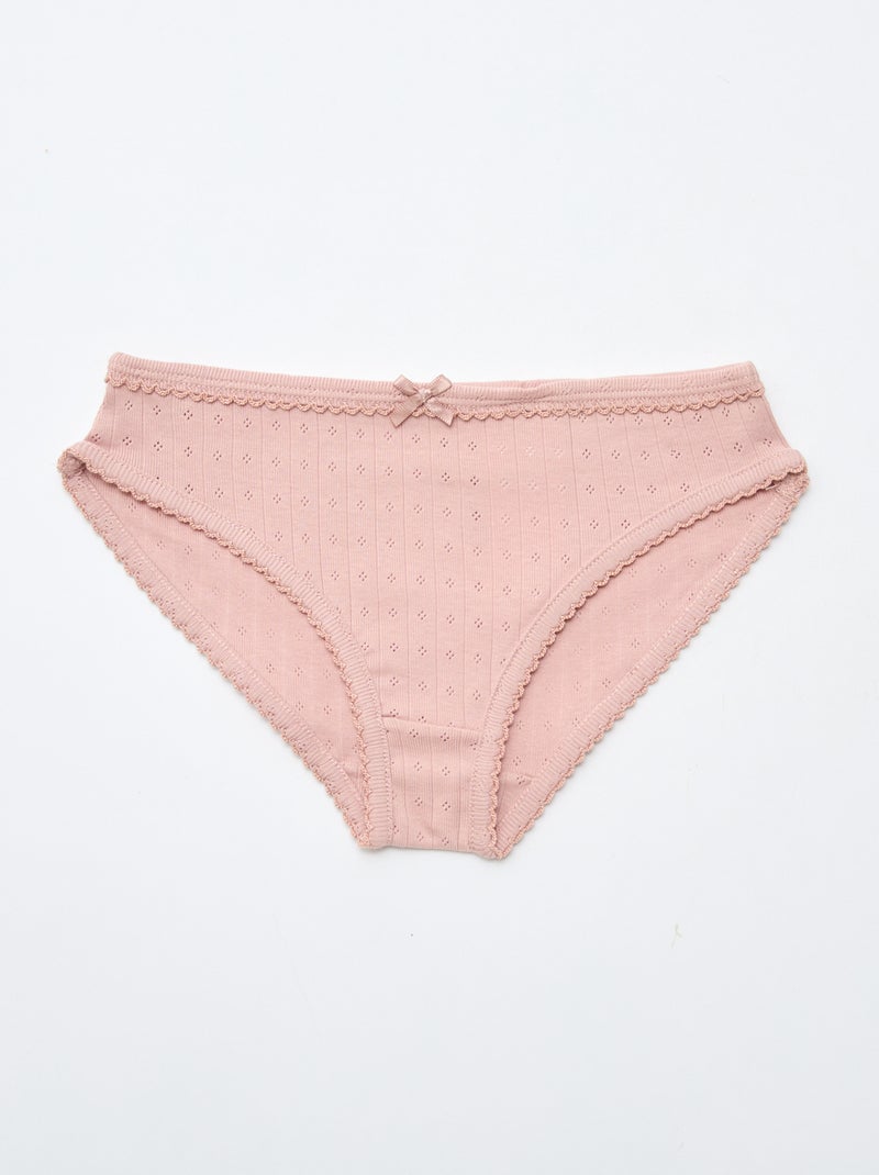 Set van 3 slipjes van pointelle tricot Wit - Kiabi