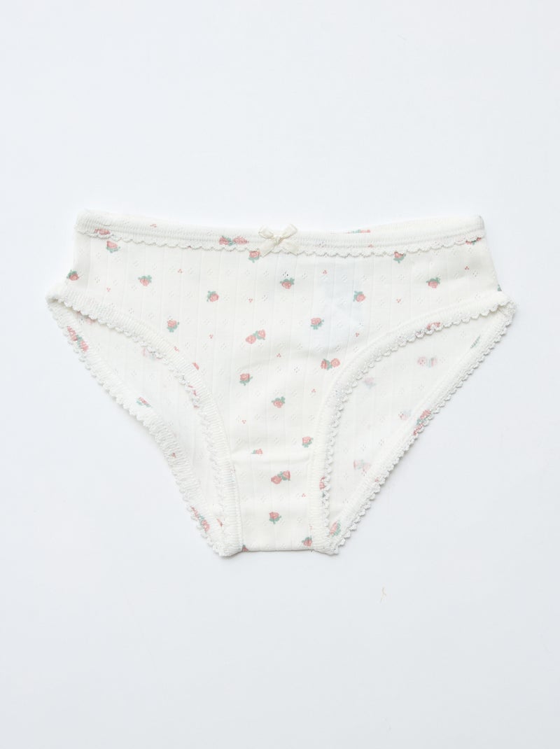 Set van 3 slipjes van pointelle tricot Wit - Kiabi