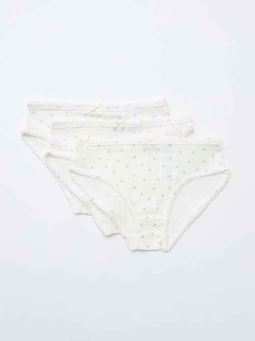 Set van 3 slipjes van pointelle tricot - Kiabi