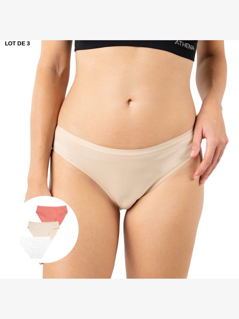 Set van 3 slips dames ecopack basic athena Beige - Kiabi