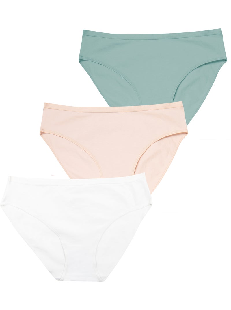 Set van 3 slips dames ecopack basic athena Wit - Kiabi