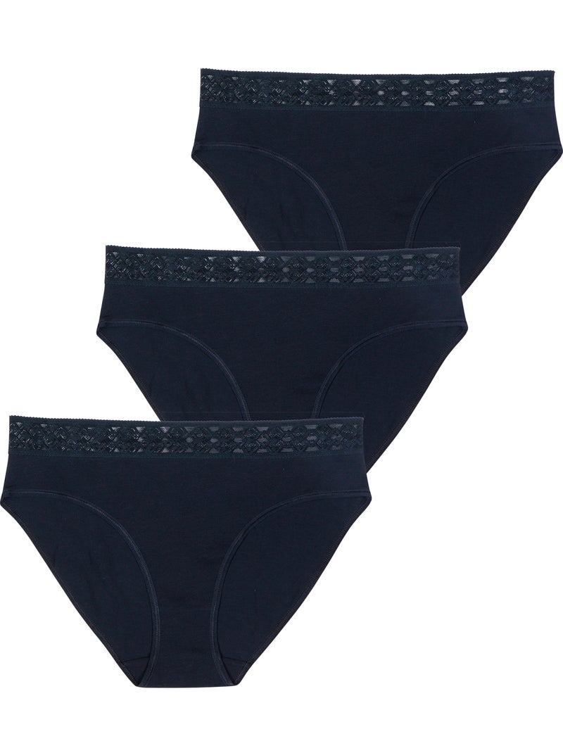 Set van 3 slips dames trio dentelle athena Zwart - Kiabi