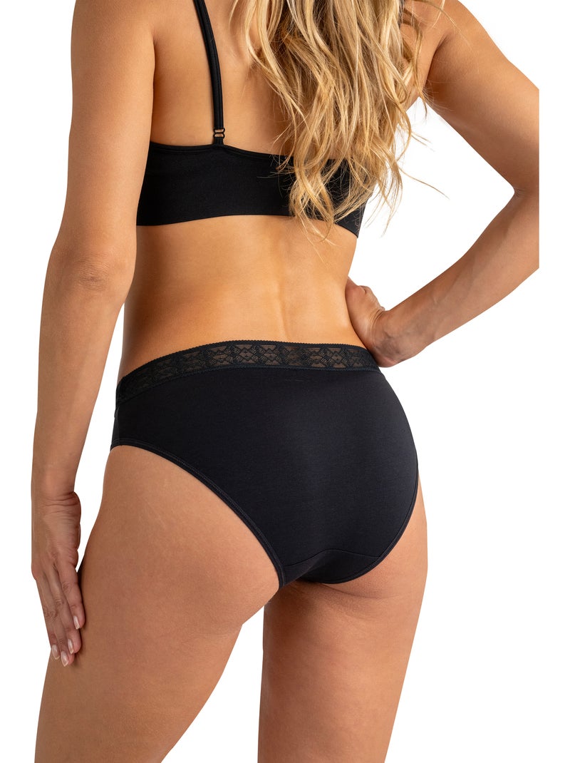 Set van 3 slips dames trio dentelle athena Zwart Roze - Kiabi