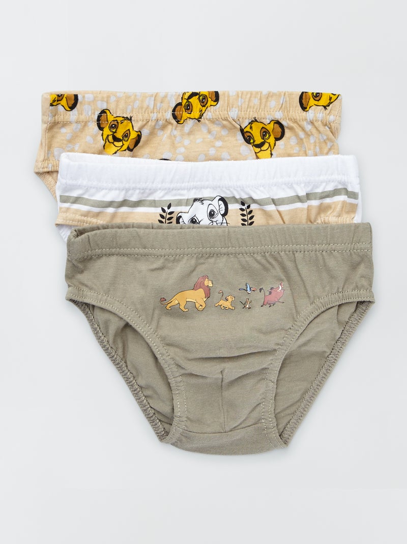 Set van 3 slips 'De Leeuwenkoning' khaki / beige - Kiabi