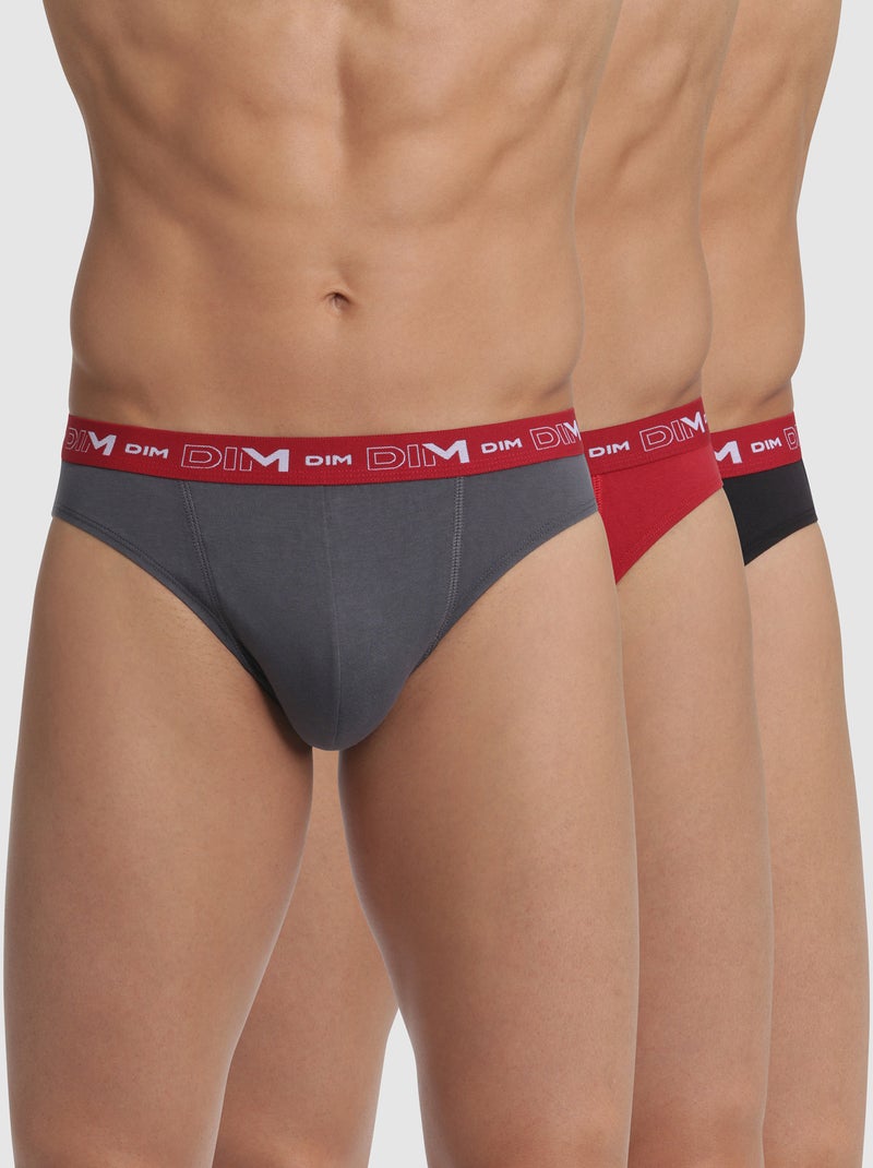 Set van 3 slips van 'Dim' grijs /rood / zwart - Kiabi