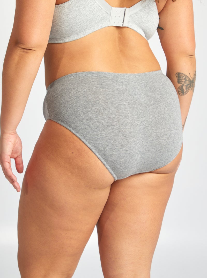 Set van 3 slips van stretchkatoen GRIJS - Kiabi