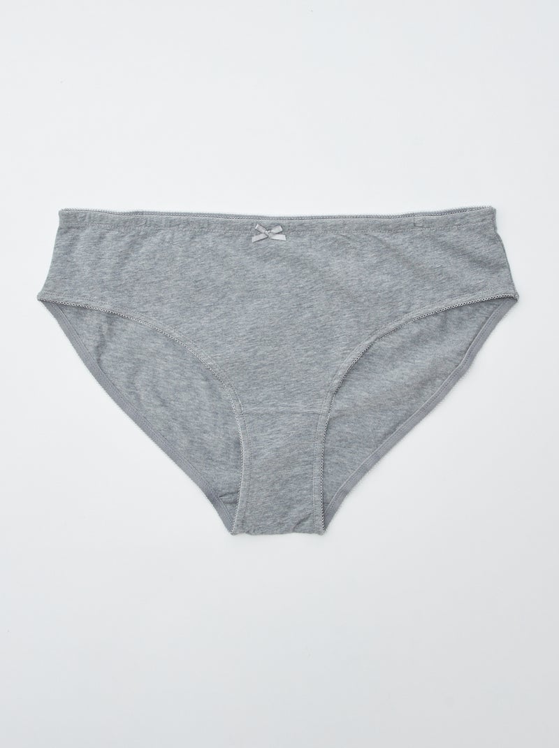 Set van 3 slips van stretchkatoen GRIJS - Kiabi