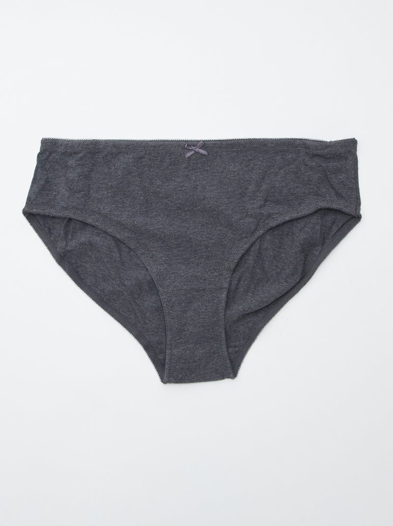 Set van 3 slips van stretchkatoen GRIJS - Kiabi
