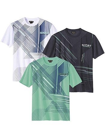Set van 3 sportieve T-shirts met grafische print - ATLAS FOR MEN