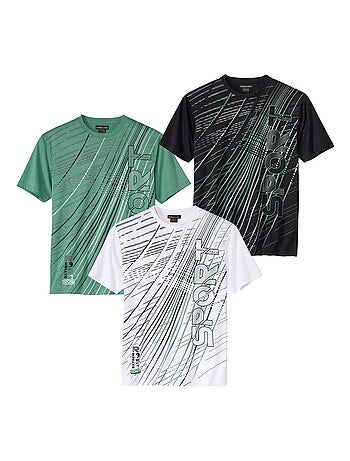 Set van 3 sportieve T-shirts met grafische print - ATLAS FOR MEN