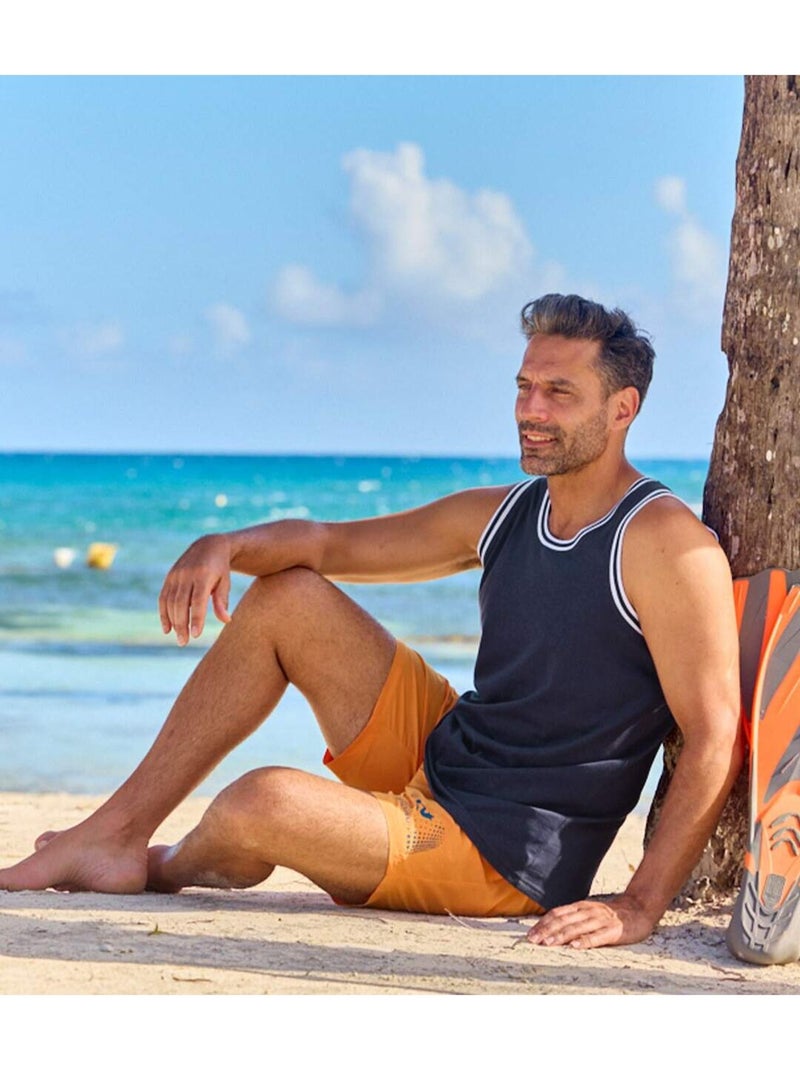 Set van 3 strandtanktops - ATLAS FOR MEN Lichtoranje Blauw - Kiabi
