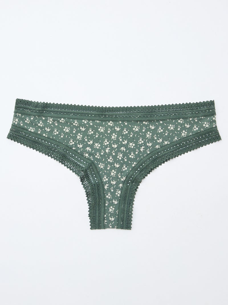 Set van 3 strings van bedrukte microvezel Groen - Kiabi