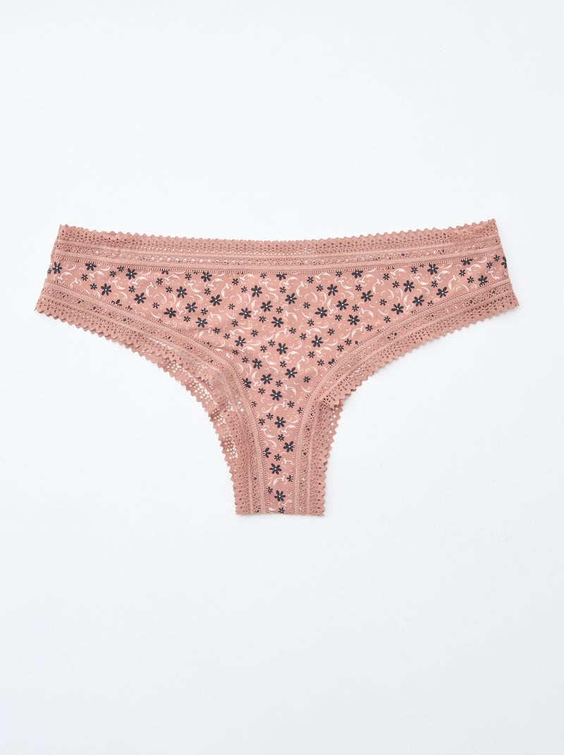 Set van 3 strings van bedrukte microvezel Zwart - Kiabi