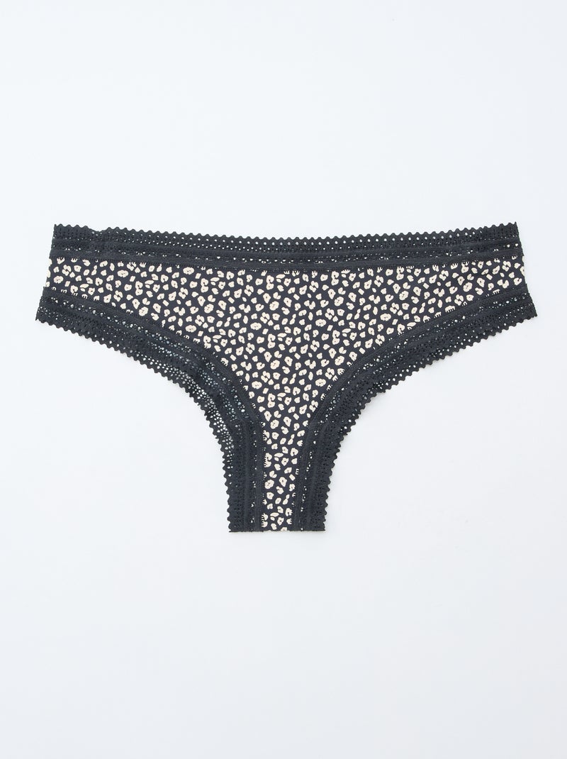 Set van 3 strings van microvezel met print Zwart - Kiabi