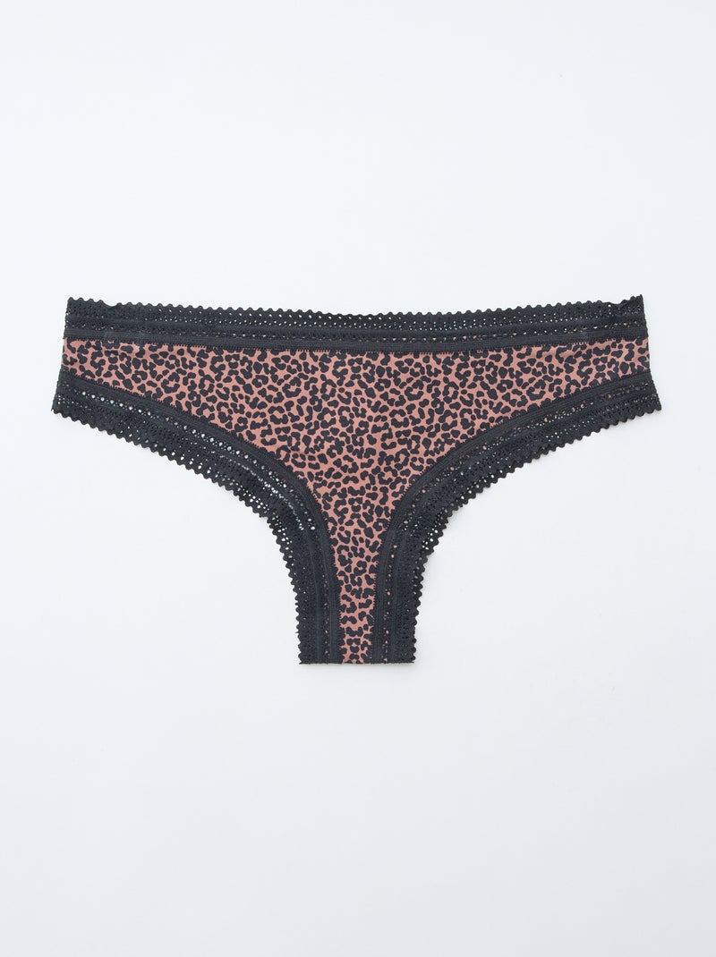 Set van 3 strings van microvezel met print Zwart - Kiabi