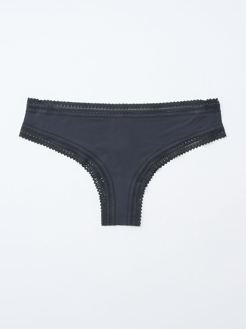 Set van 3 strings van microvezel met print Zwart - Kiabi