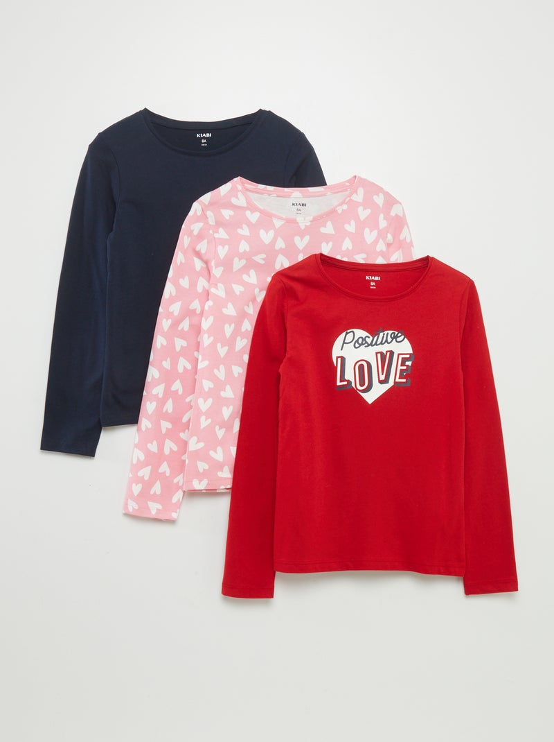 Set van 3 T-shirts - 3-delig ROOD - Kiabi