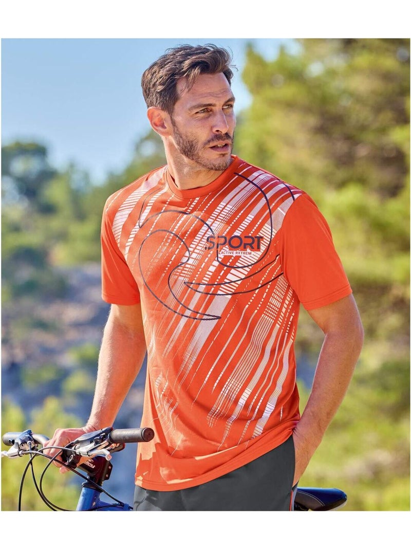 Set van 3 T-shirts Active Sport - ATLAS FOR MEN Wit Oranje Grijs - Kiabi
