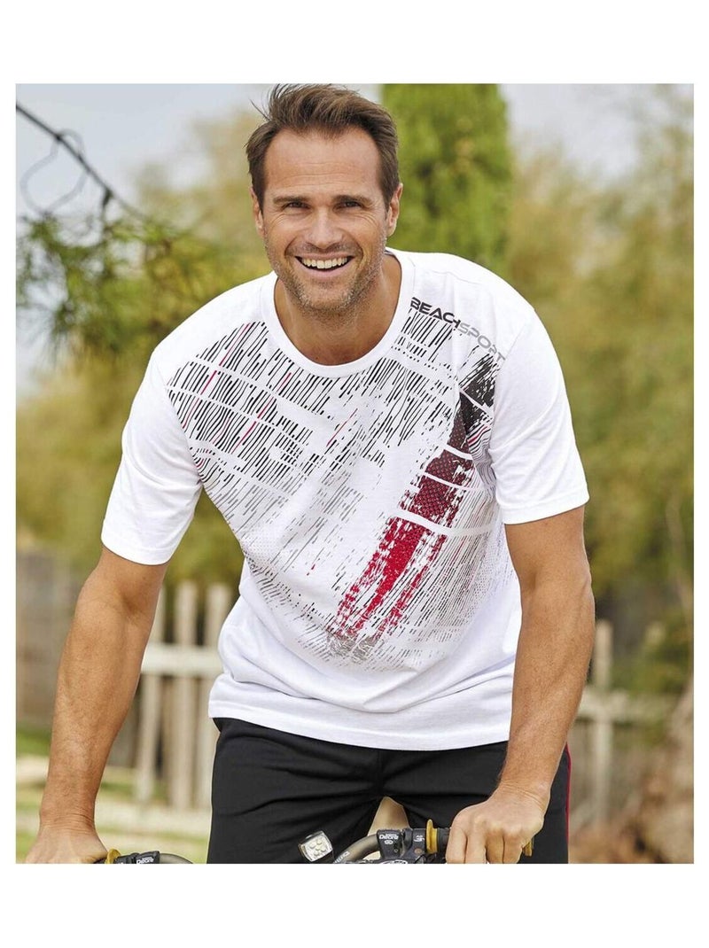 Set van 3 T-shirts Beach Sport - ATLAS FOR MEN Wit Rood Zwart - Kiabi