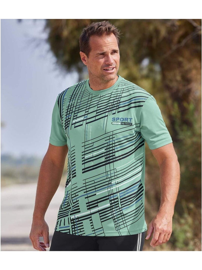 Set van 3 T-shirts Graphic Sport - ATLAS FOR MEN Blauw Zwart - Kiabi