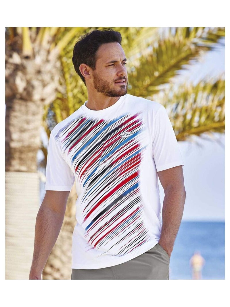 Set van 3 T-shirts Intense Sport   - ATLAS FOR MEN Wit Rood Blauw - Kiabi