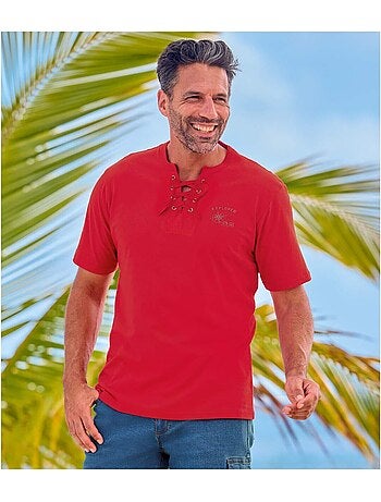 Set van 3 t-shirts met hals met vetersluiting - atlas for men