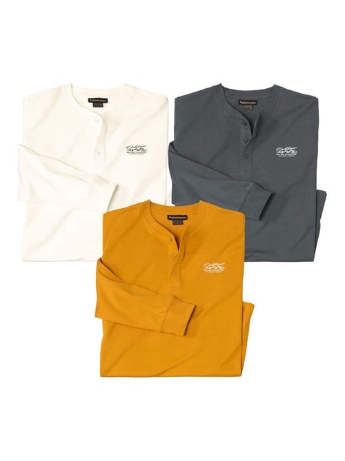 Set van 3 T-shirts met Henley kraag Outdoor - ATLAS FOR MEN - Kiabi Set van 3 T-shirts met Henley kraag Outdoor - ATLAS FOR MEN - Kiabi