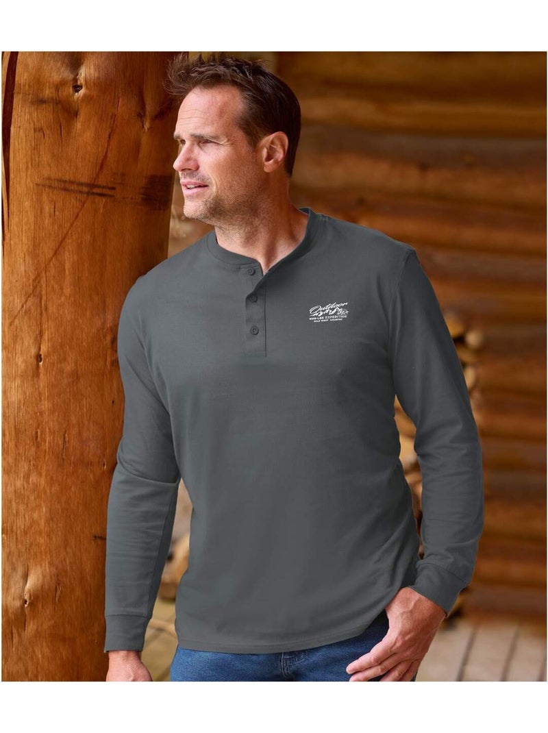 Set van 3 T-shirts met Henley kraag Outdoor - ATLAS FOR MEN Geelgrijs Grijs - Kiabi