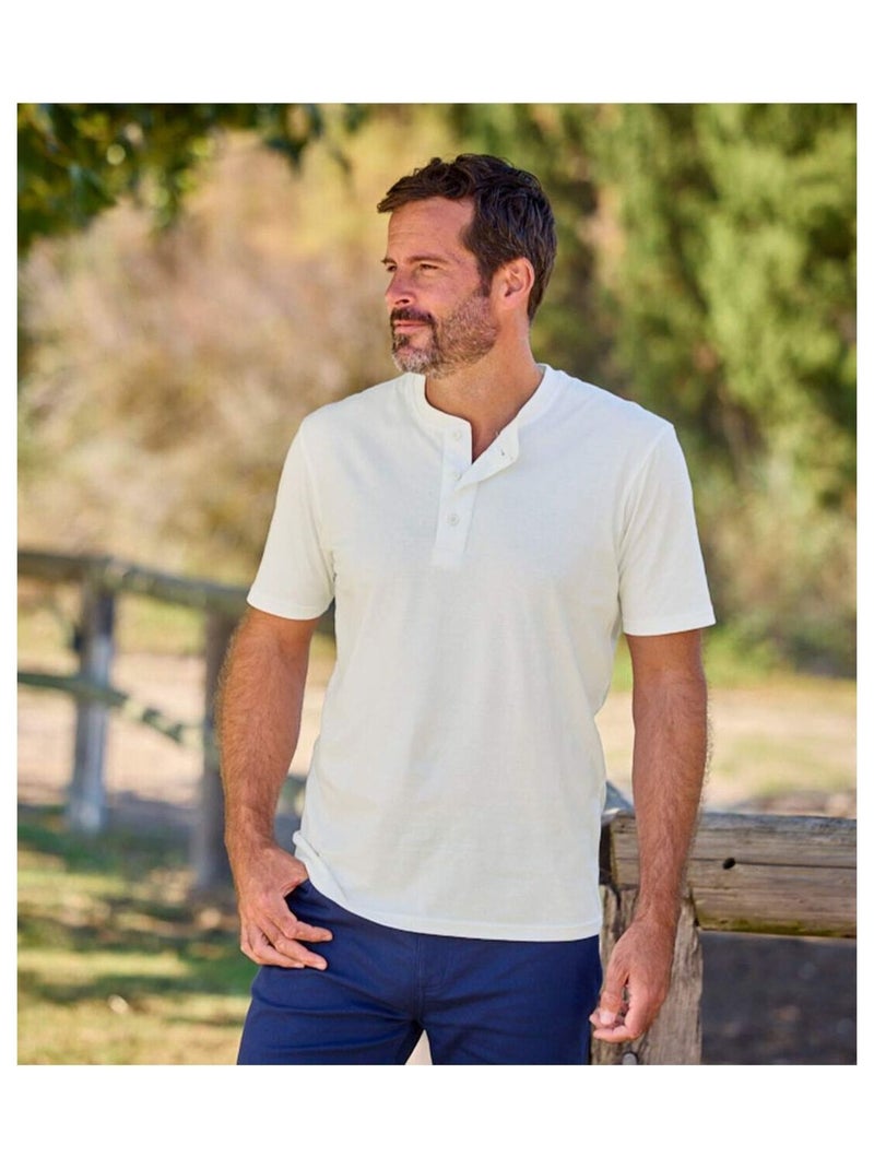 Set van 3 t-shirts met henleykraag - ATLAS FOR MEN Wit Kaki Zwart - Kiabi