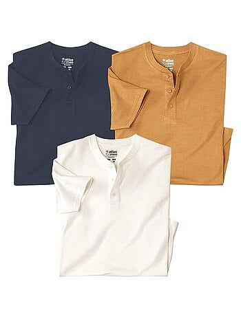 Set van 3 T-shirts met knoopsluiting - ATLAS FOR MEN