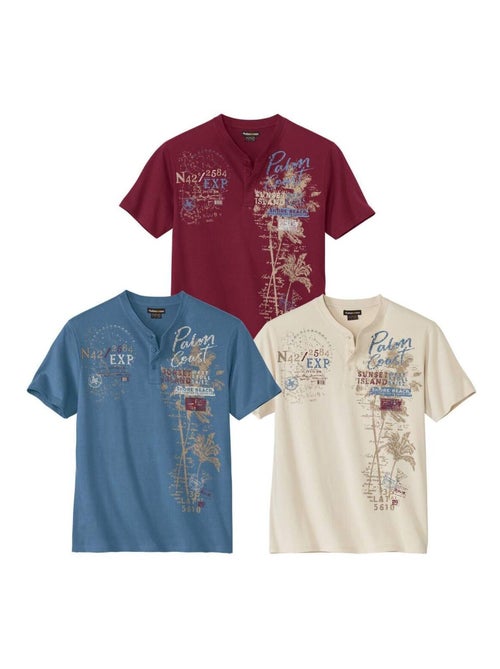 Set van 3 T-shirts met knopenhals Capri - ATLAS FOR MEN - Kiabi