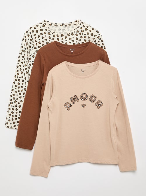 Set van 3 T-shirts met lange mouwen - Kiabi