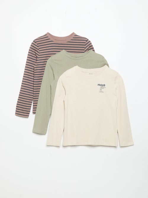 Set van 3 T-shirts met lange mouwen - Kiabi