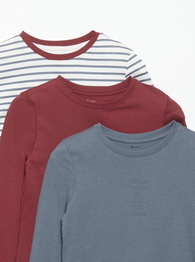 Set van 3 T-shirts met lange mouwen Blauw - Kiabi