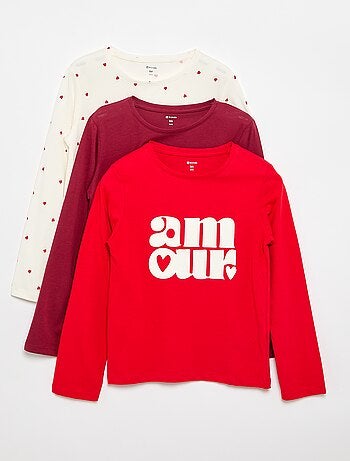 Set van 3 T-shirts met lange mouwen
